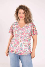 thumbnail: Paprika gebloemde broderie top Plus Size - meerkleurig
