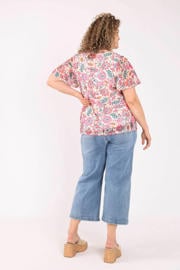 thumbnail: Paprika gebloemde broderie top Plus Size - meerkleurig