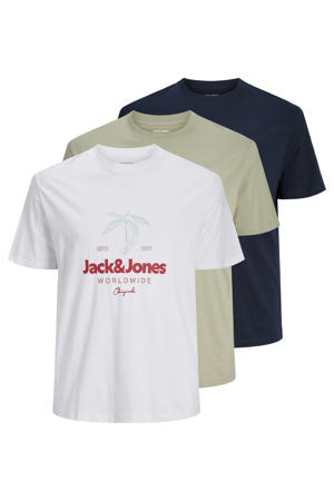 regular fit T-shirt met print (set van 3)