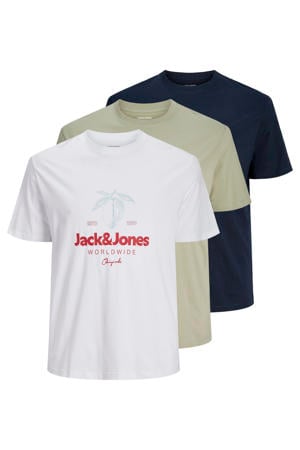 regular fit T-shirt met print (set van 3)