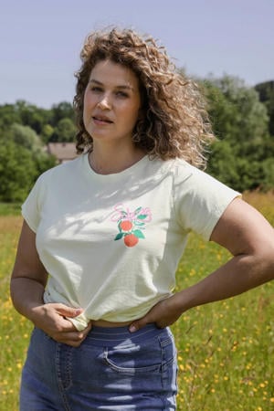 T-shirt Plus Size met backprint - geel