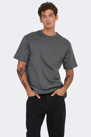 relaxed T-shirt - grijs pinstripe