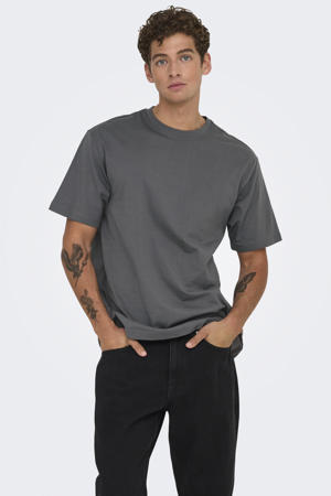 relaxed T-shirt - grijs pinstripe