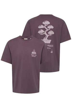 relaxed fit T-shirt met backprint - donkerpaars
