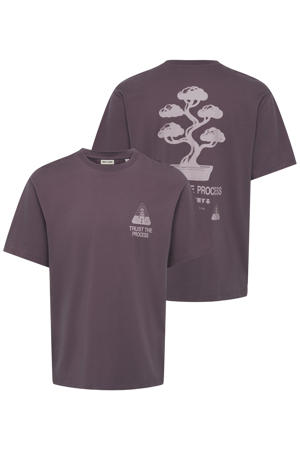 relaxed fit T-shirt met backprint - donkerpaars
