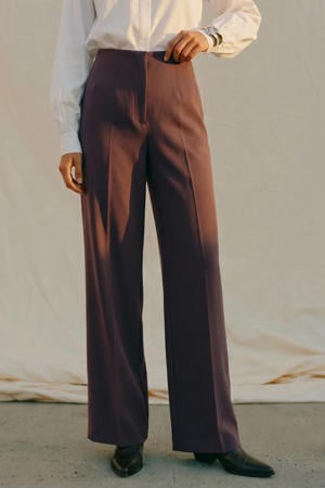 high waist wide leg pantalon - aubergine