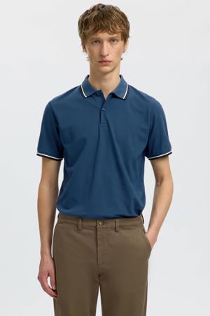 slim polo blauw