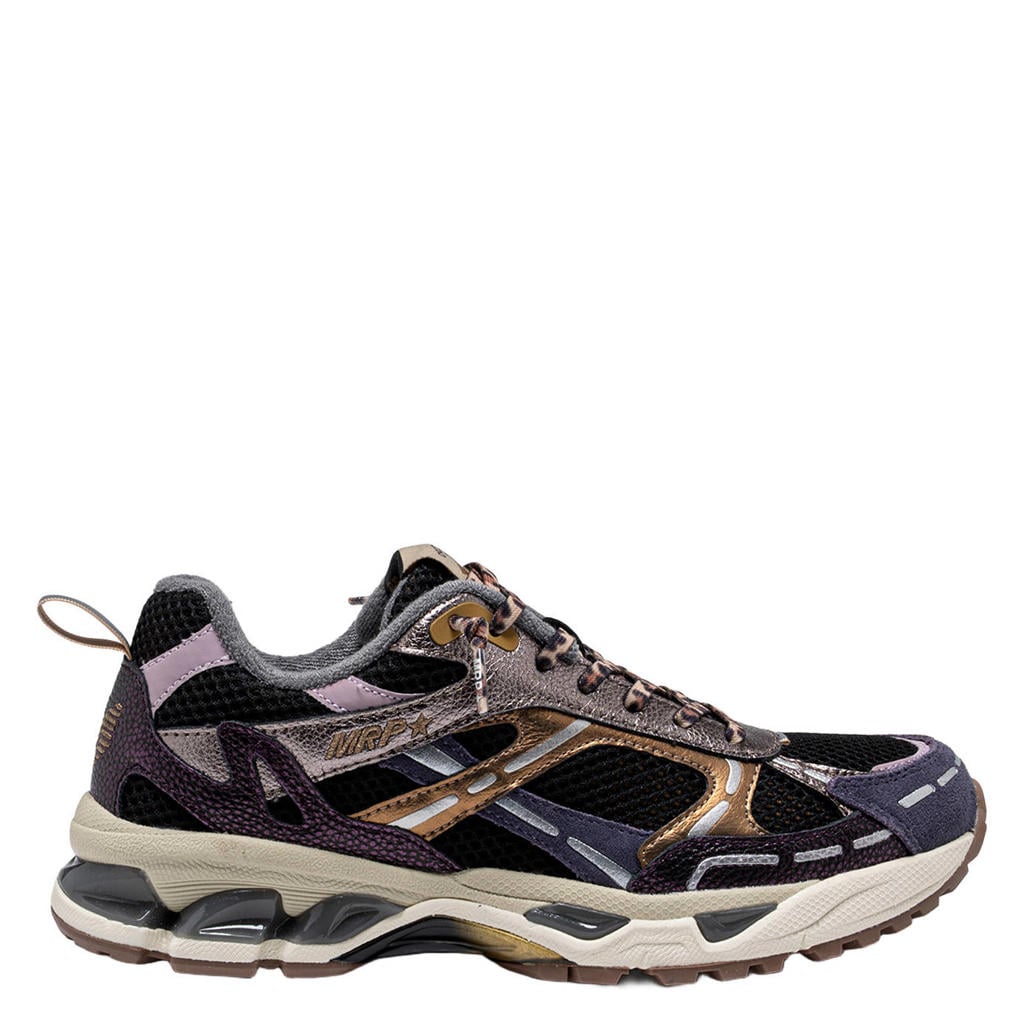 Paarse dames MRP leren sneakers - van 40% leer/50% mesh/5% suède/5% pu met elastische veters