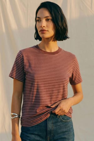 gestreept T-shirt - donkerrood