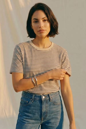 gestreept T-shirt - beige