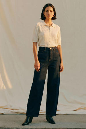 AWEVELINE high waist barrel jeans - donkerblauw