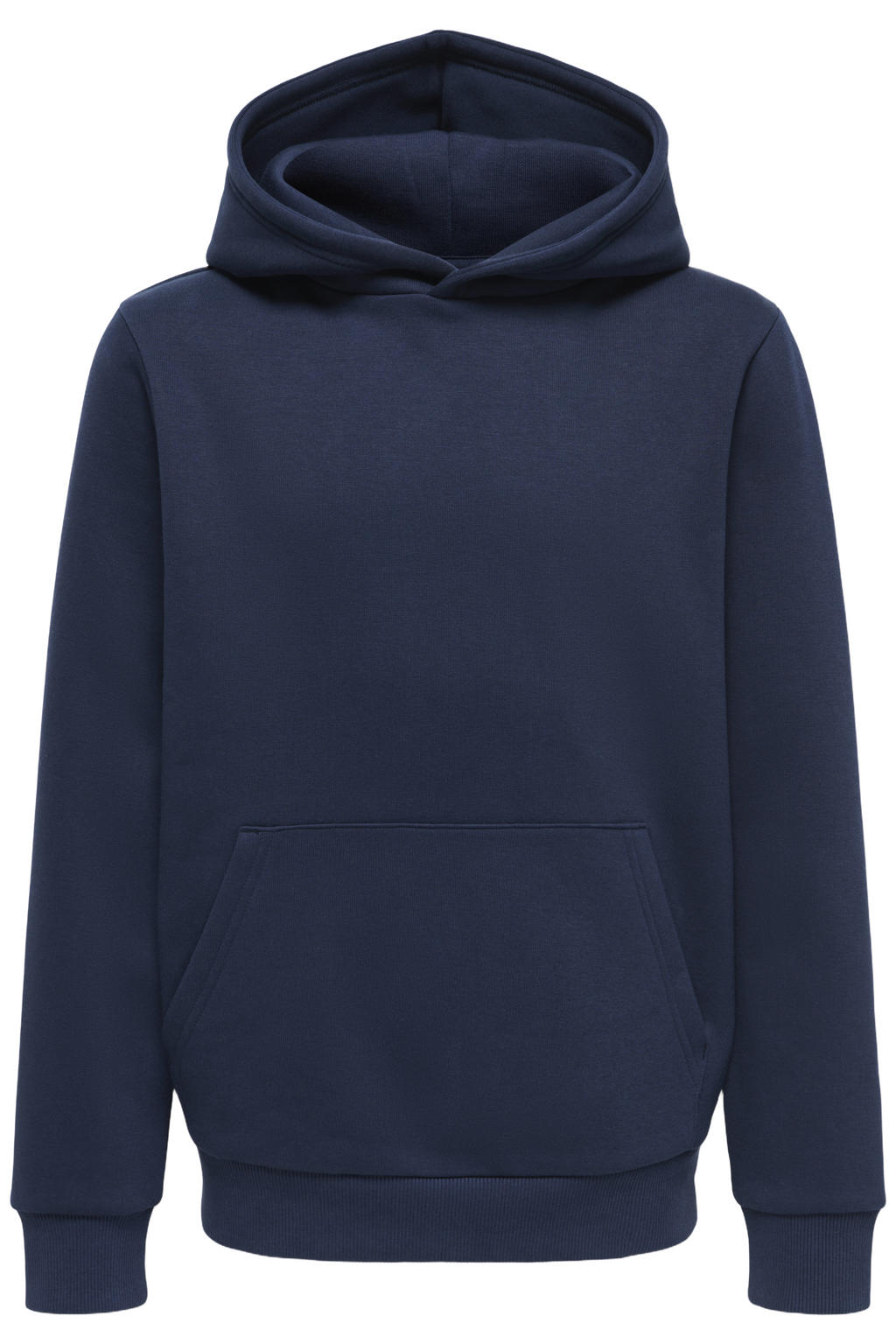 Donkerblauwe jongens ONLY & SONS JUNIOR rechtvallende hoodie van katoen met effen, lange mouwen en capuchon