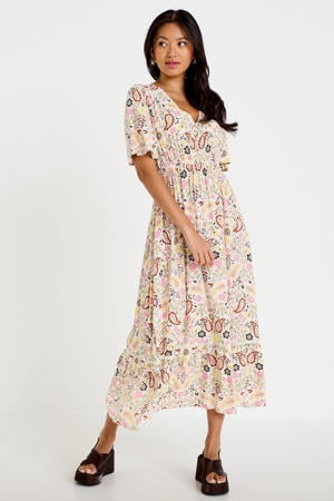 maxi jurk met paisley - ecru