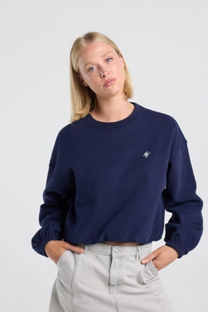 sweater met logo - donkerblauw