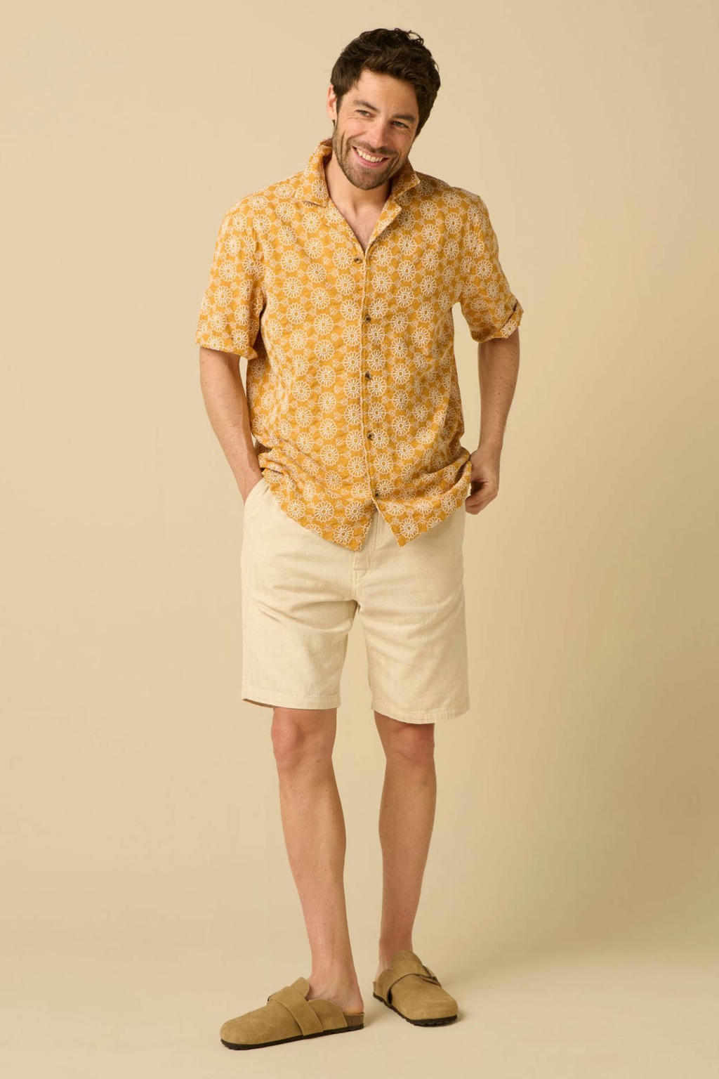 Sissy-Boy katoenen relaxed fit overhemd met print - donkergeel