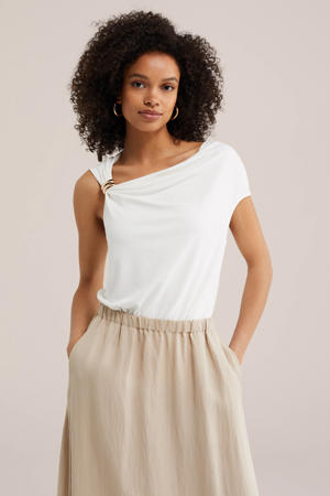 top met knoopdetail - wit