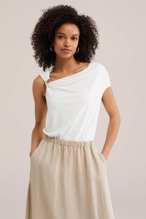 top met knoopdetail - wit