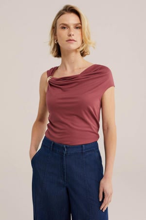 top met knoopdetail - oudroze