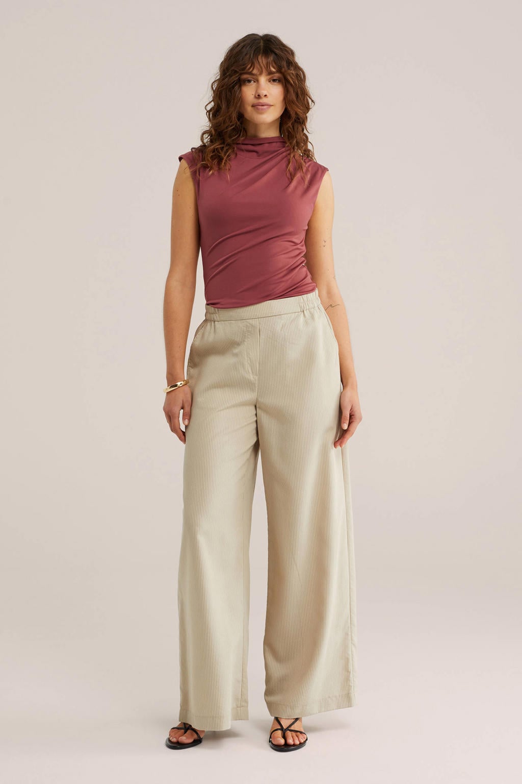Oudroze dames WE Fashion top van polyester met effen