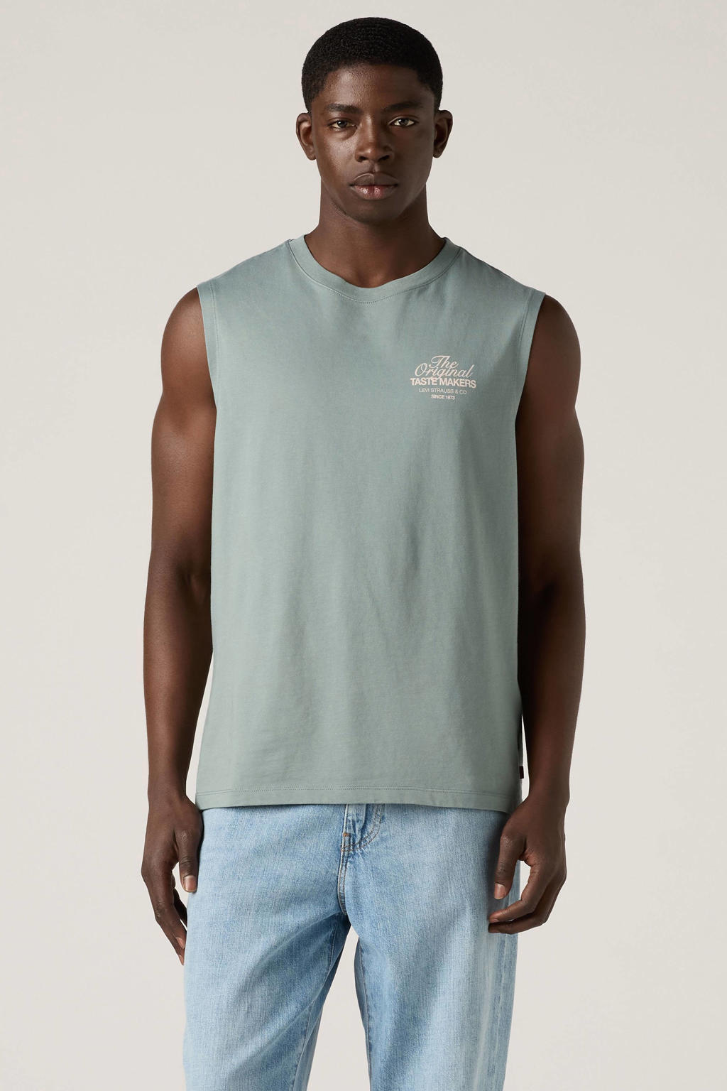Groene heren Levi's relaxed fit tanktop van katoen met ronde hals