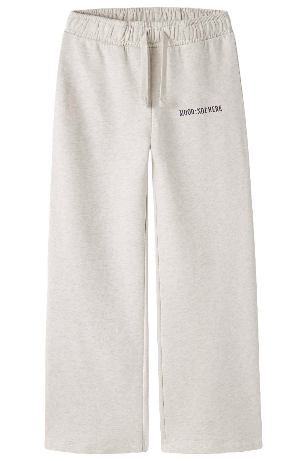 Beige meisjes NAME IT KIDS straight leg sweatpants met elastische tailleband met koord en tekst print