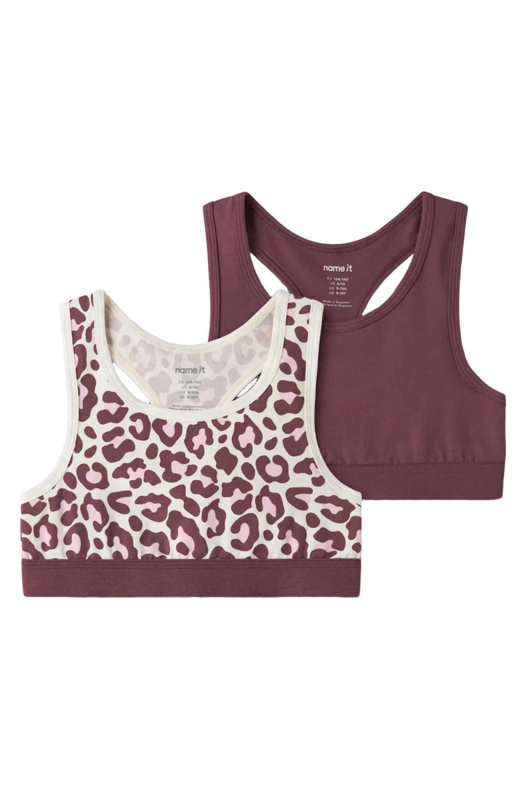 NAME IT KIDS sport-bh's met panterprint (set van 2)