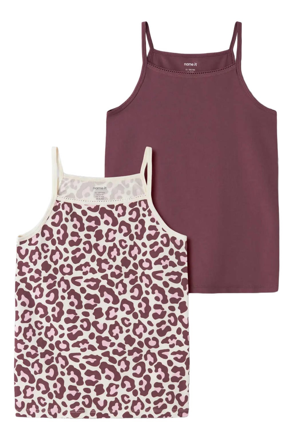NAME IT KIDS hemd met panterprint - donkerrood/ecru