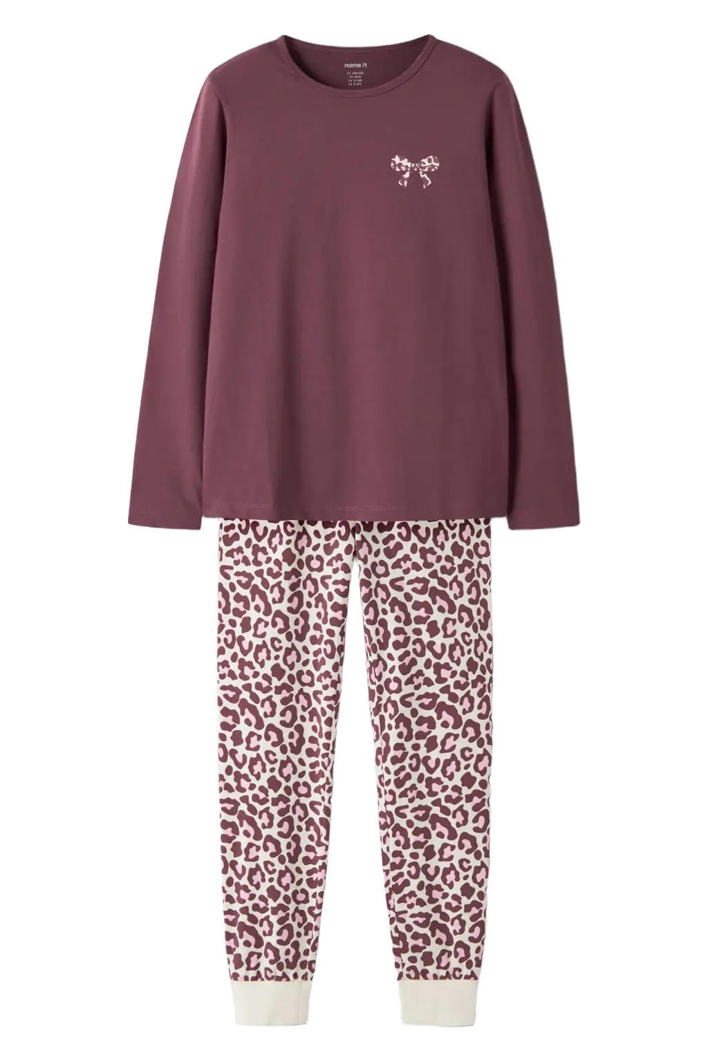 NAME IT KIDS pyjama met panterprint - donkerrood/ecru