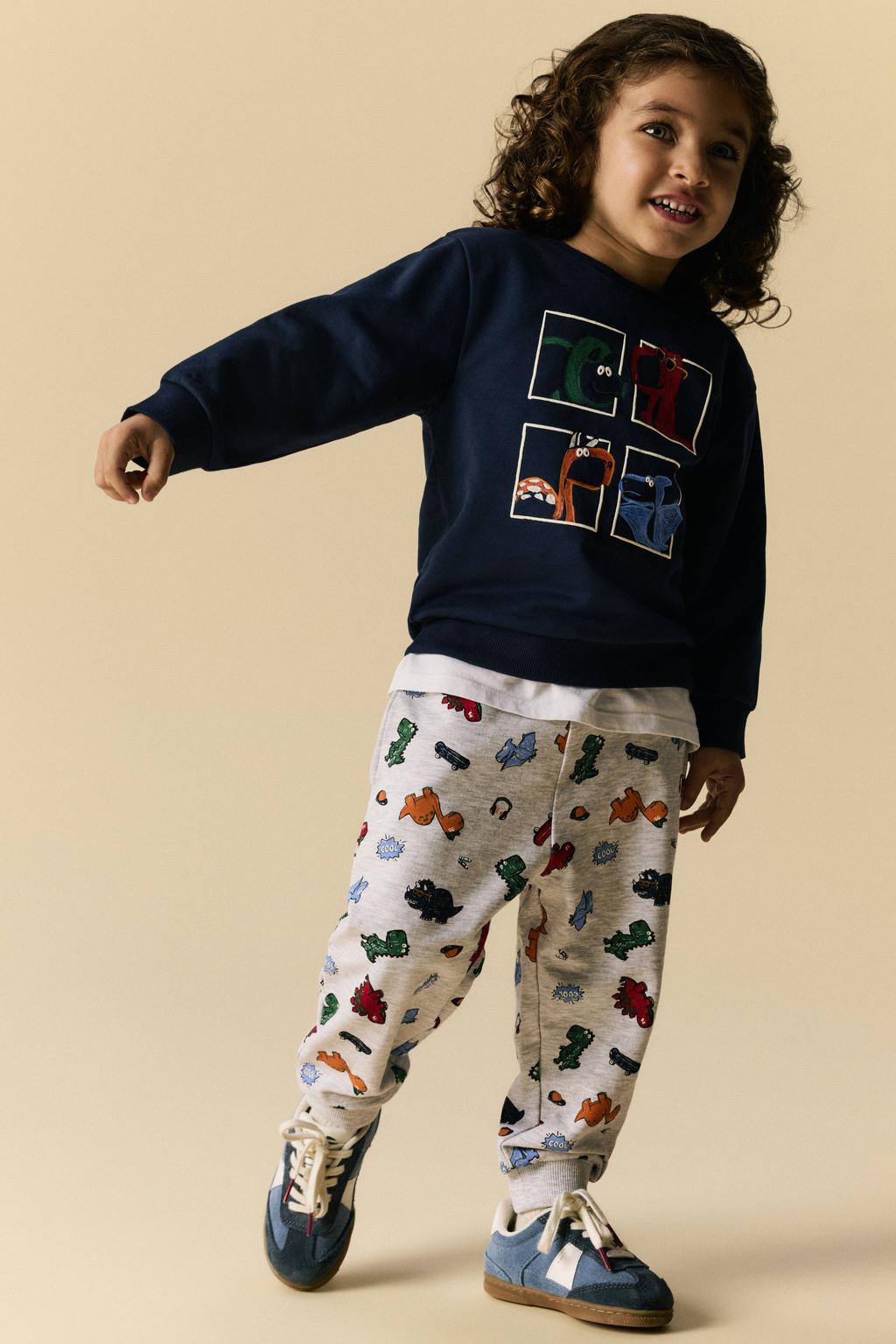 Grijze jongens NAME IT MINI joggingbroek van sweat materiaal met elastische tailleband met koord