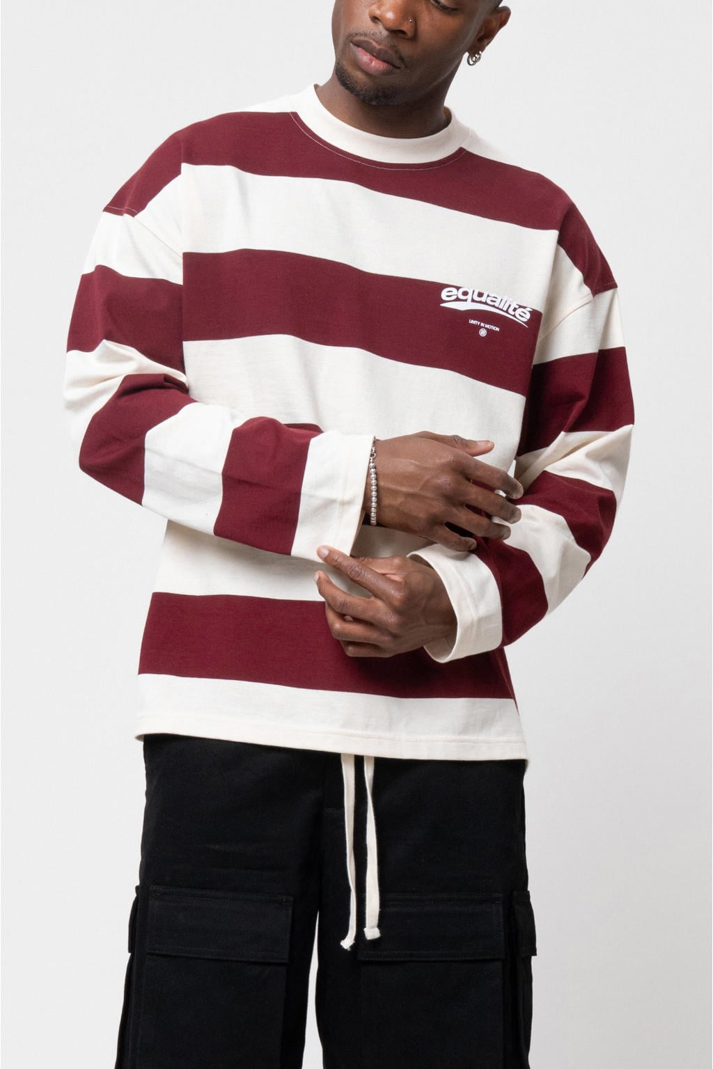 Equalité longsleeve met streep - donkerrood