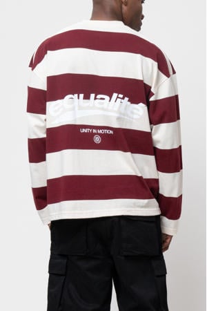 longsleeve met streep - donkerrood