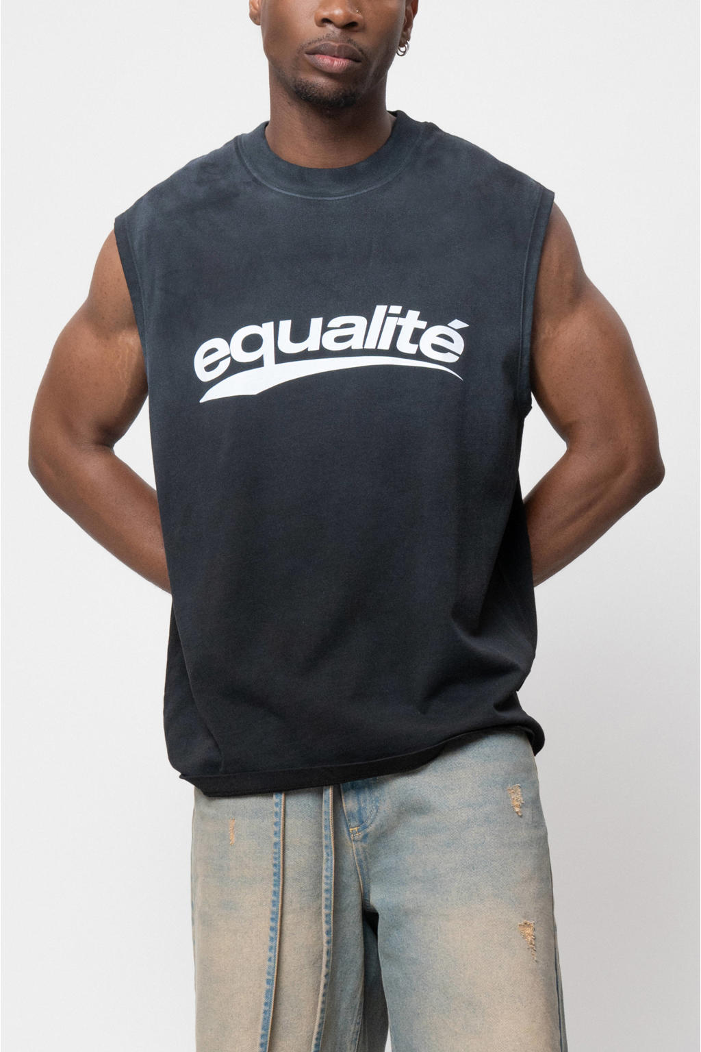Equalité oversized tank top - antraciet