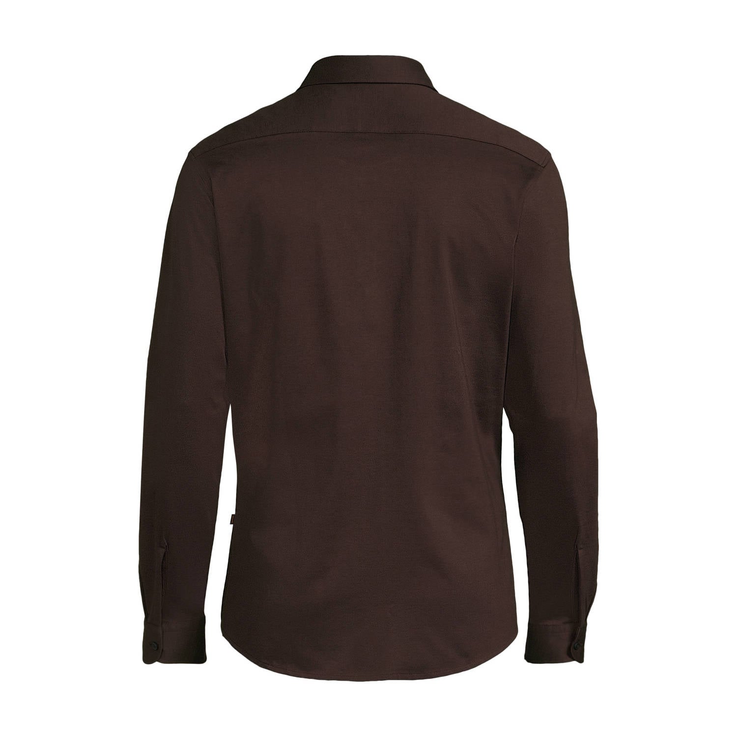 BOSS slim fit gemêleerd overhemd donkerbruin