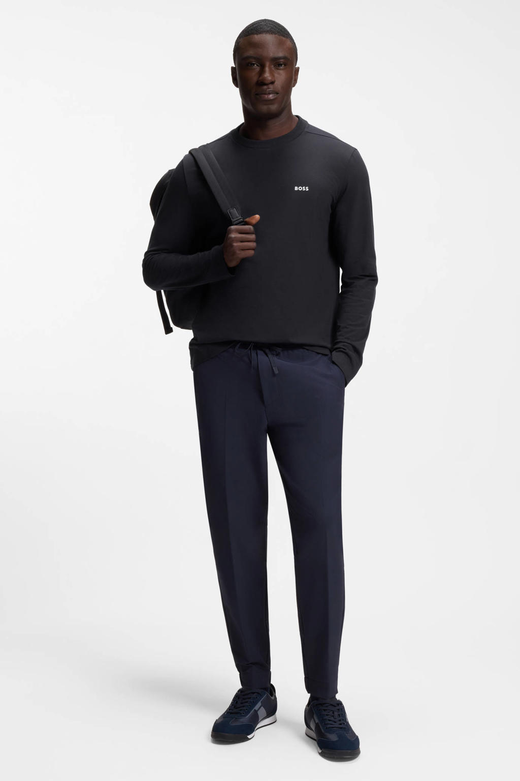 BOSS regular fit longsleeve - donkerblauw