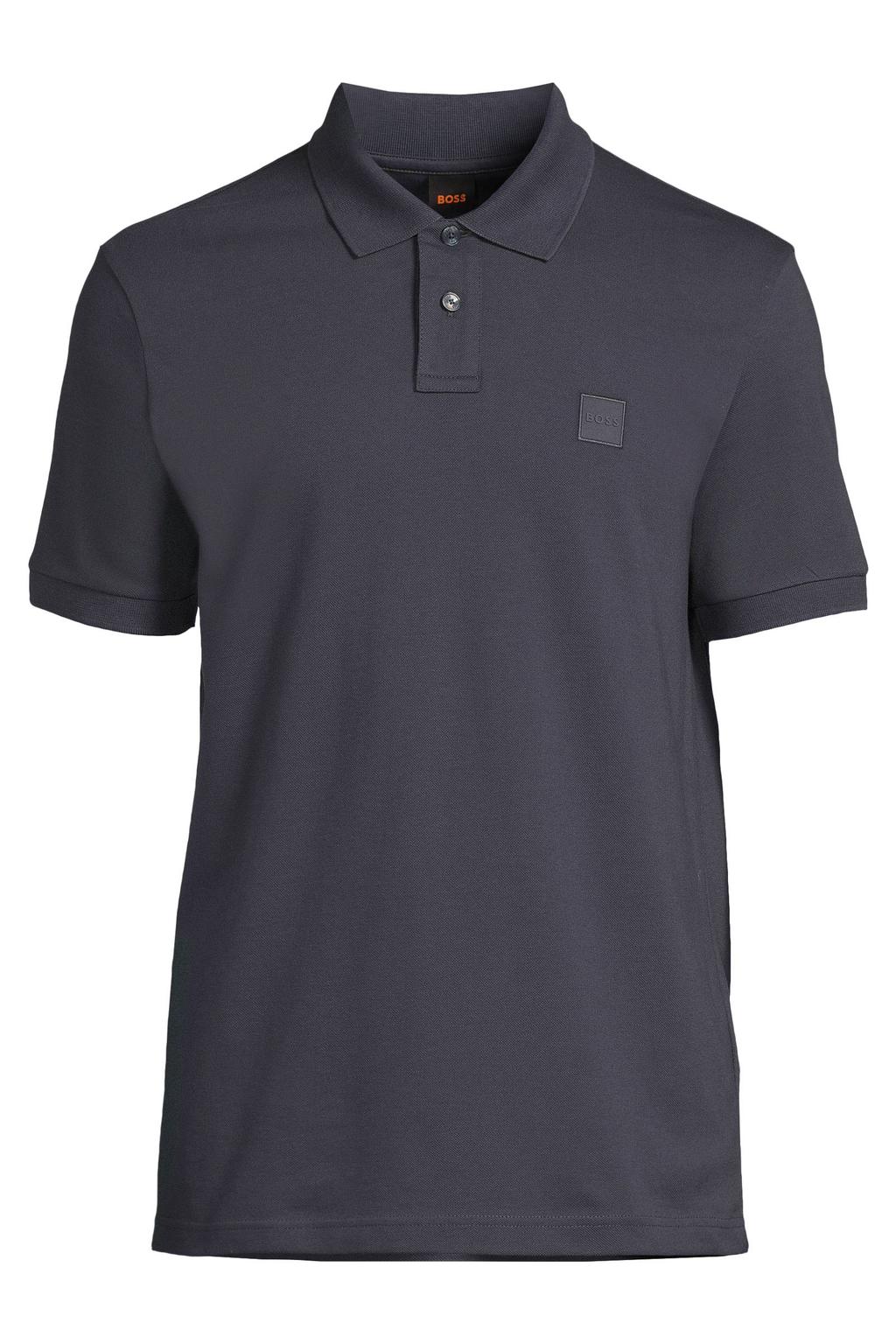 Donkerblauwe heren BOSS slim fit polo Plus Size van katoen met effen en korte mouwen