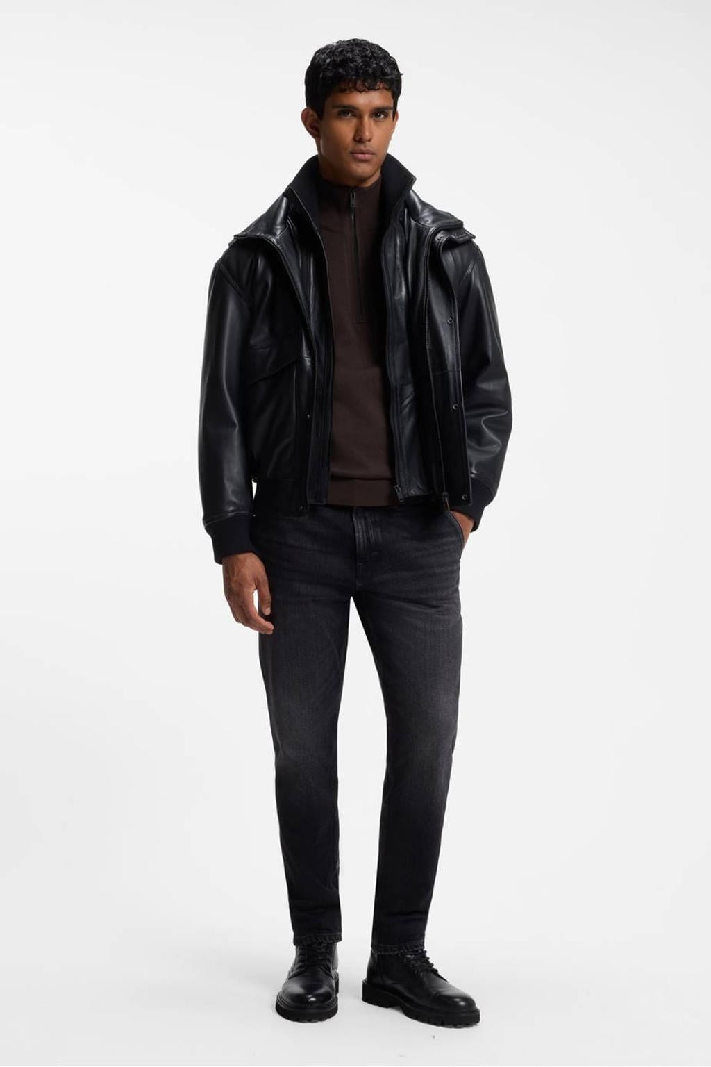 BOSS gebreide trui met kasjmier - dark brown