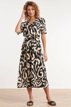 zomerjurk met print - zwart