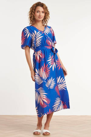 rayon midi jurk - blauw