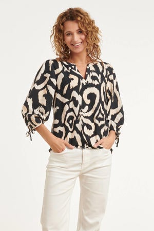 blousetop met print - zwart