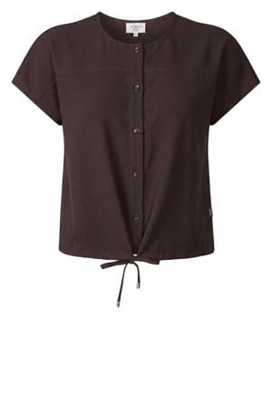 blouse met rijgdetail - donkerbruin