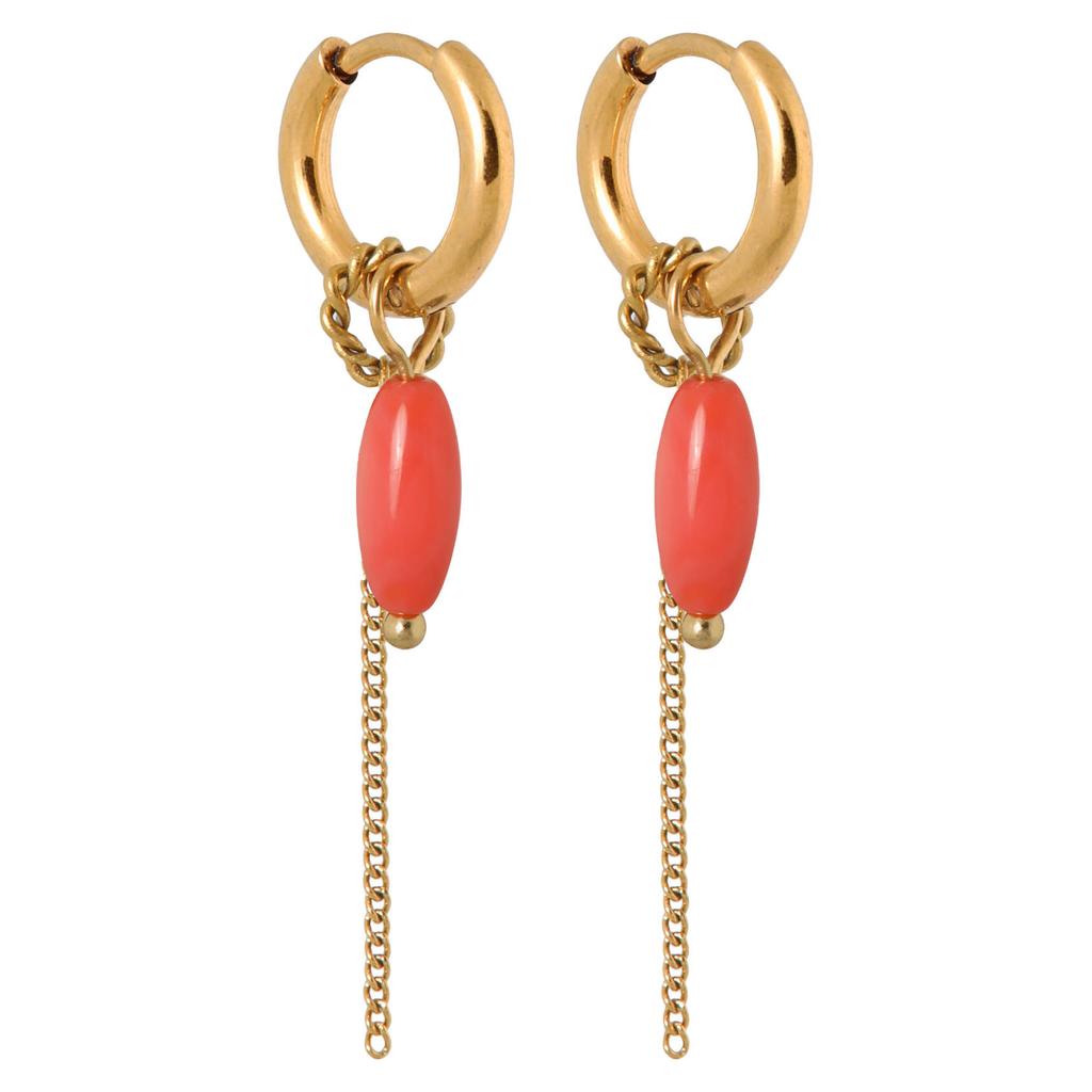 Label Kiki gold plated oorbellen Peachy Chain Hoop