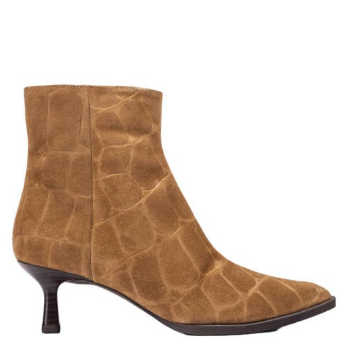 Unisa Lomas leren enkellaarzen met dierenprint cognac