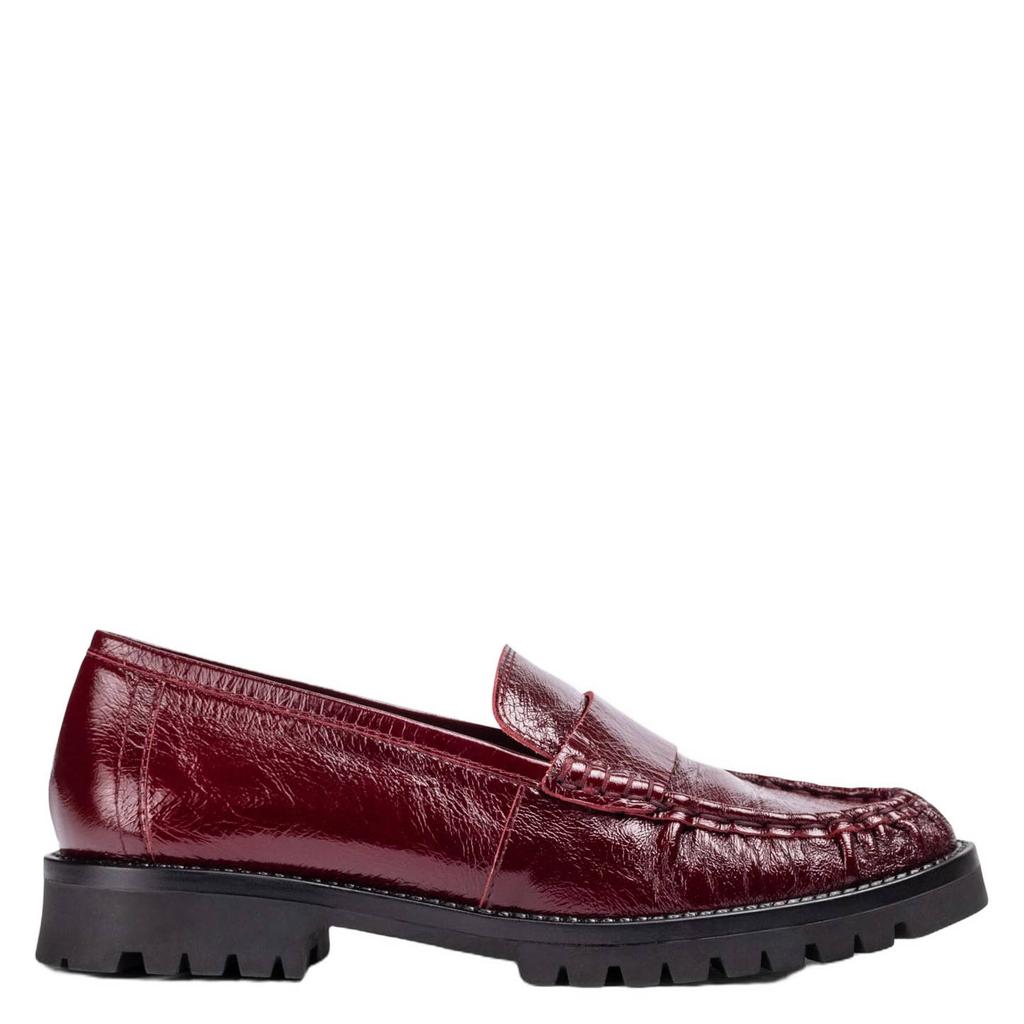 Bordeaux dames Unisa Fijo Ver lakleren loafers met profielzool -