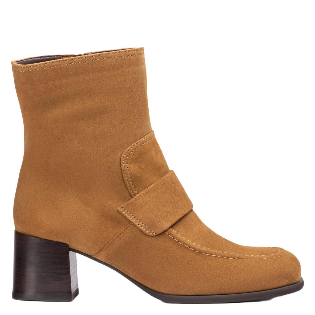 Unisa leren laarzen met blokhak - cognac