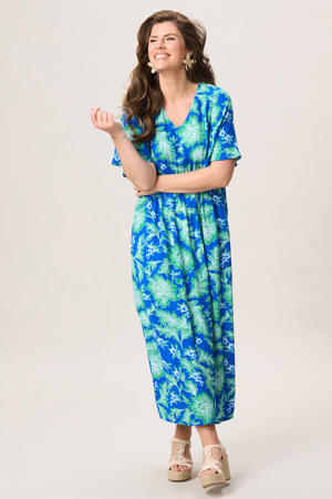 gebloemde maxi zomerjurk - blauw