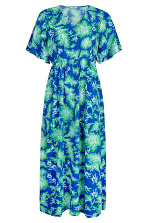 gebloemde maxi zomerjurk - blauw