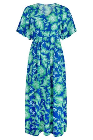 gebloemde maxi zomerjurk - blauw