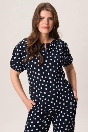 top met stippen - donkerblauw