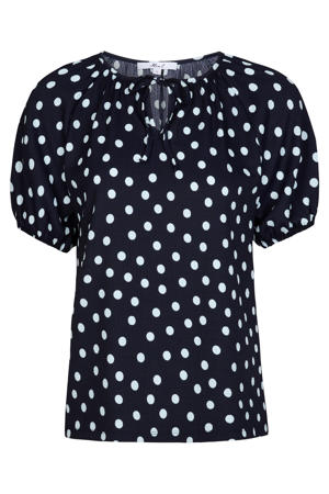 top met stippen - donkerblauw