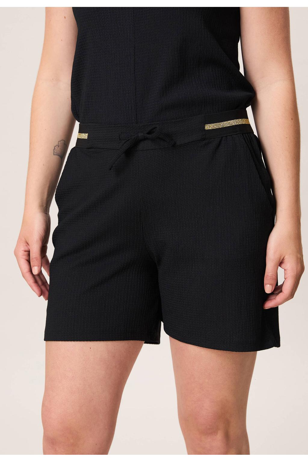 Zwarte dames Miss Etam regular fit casual short van polyester met elastische tailleband met koord en effen
